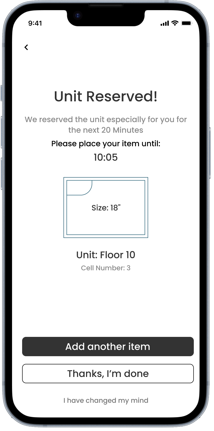 TULU.me reservation confirmation screen